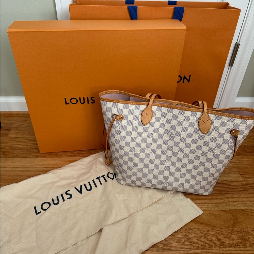 Louis Vuitton Neverfull MM Damier Azur Tote